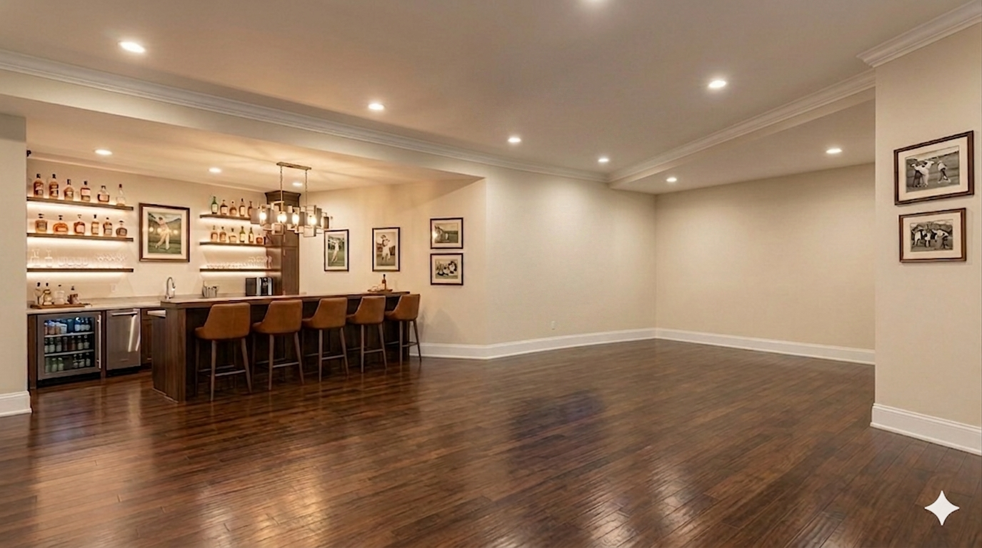 Empty basement before conversion